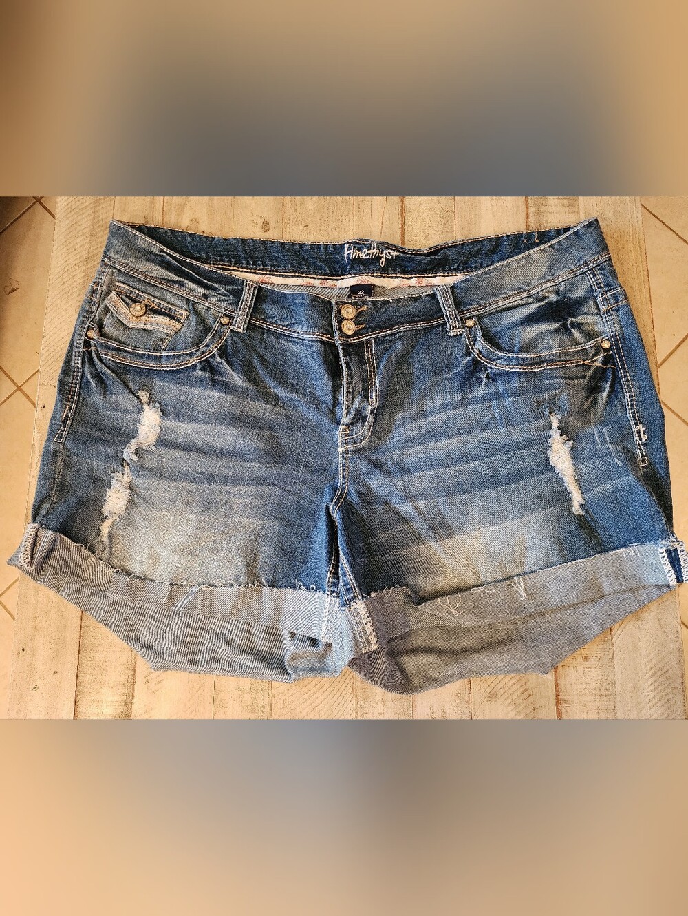 Amethyst Y2K Distressed Jean Shorts